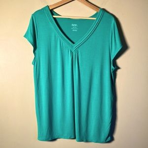 Gillian and OMalley Short Sleeve tee v-neck Top turquoise blue XXL
